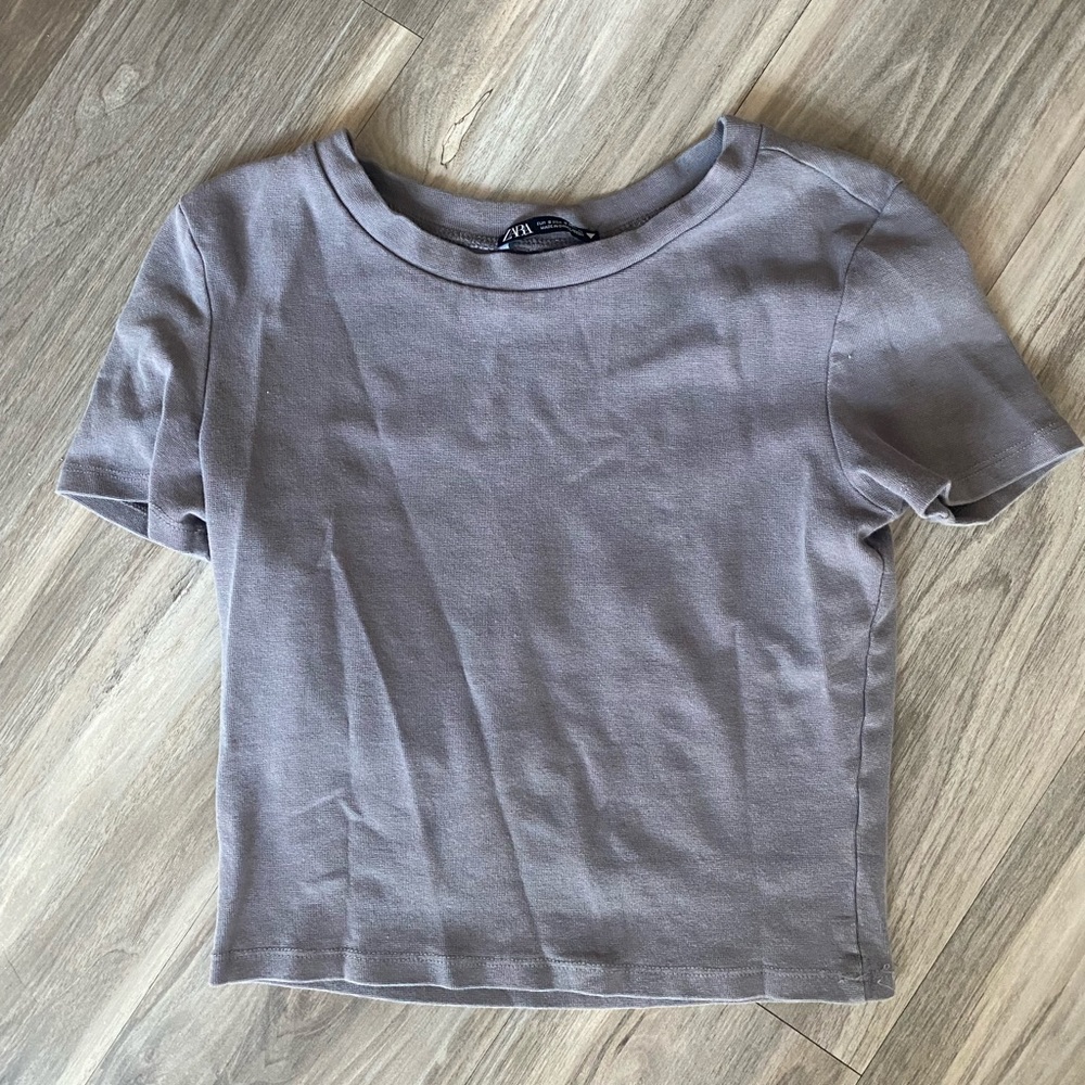 Zara Grey cropped t shirt